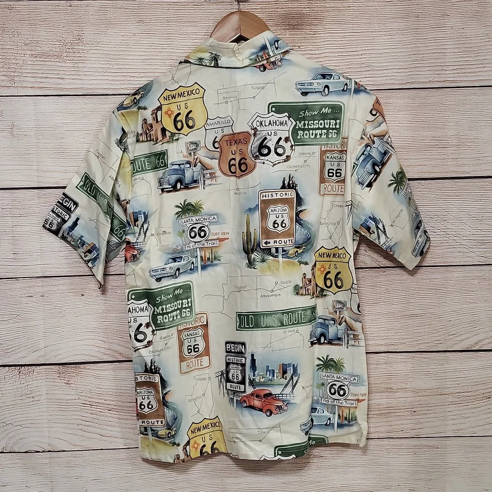 Hemet Men's Small Route 66 Themed Short Sleeve Button Down Shirt - Picture 4 of 4